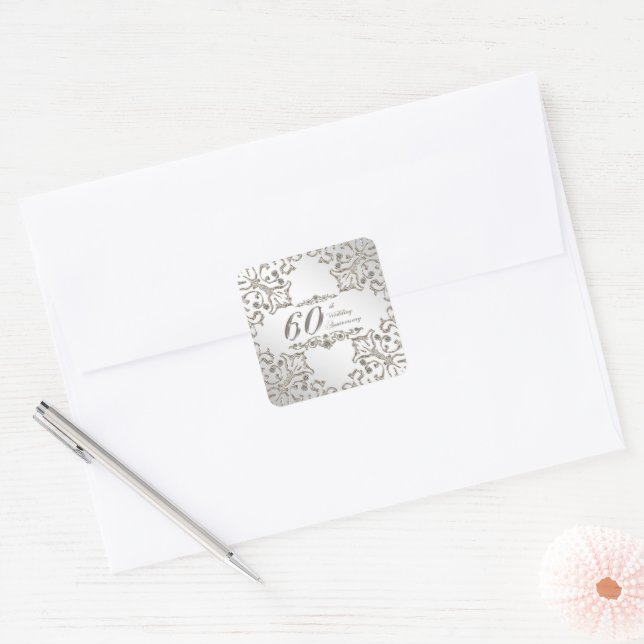 Adesivo Quadrado Vinheta Aniversário de Casamento de Diamante Glitt (Envelope)