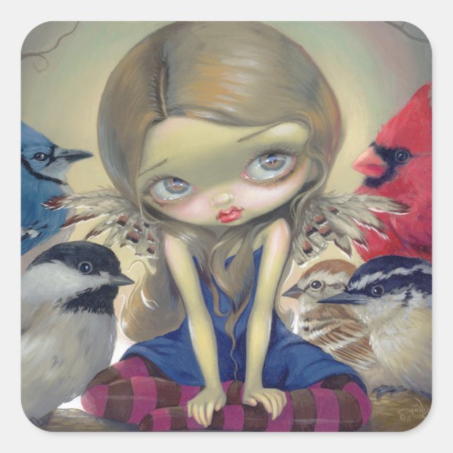 Adesivo Quadrado Vinheta "Aves do Quintal" (Frente)