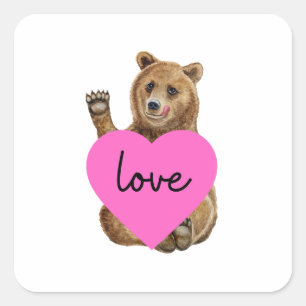 Adesivo Quadrado Vinheta Bear Love