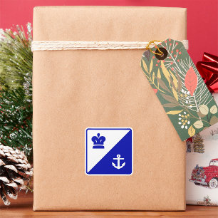 Adesivo Quadrado Vinheta Branco Azul De Coroa E Âncora