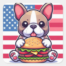 Adesivo Quadrado Vinheta Buldogue Francesa