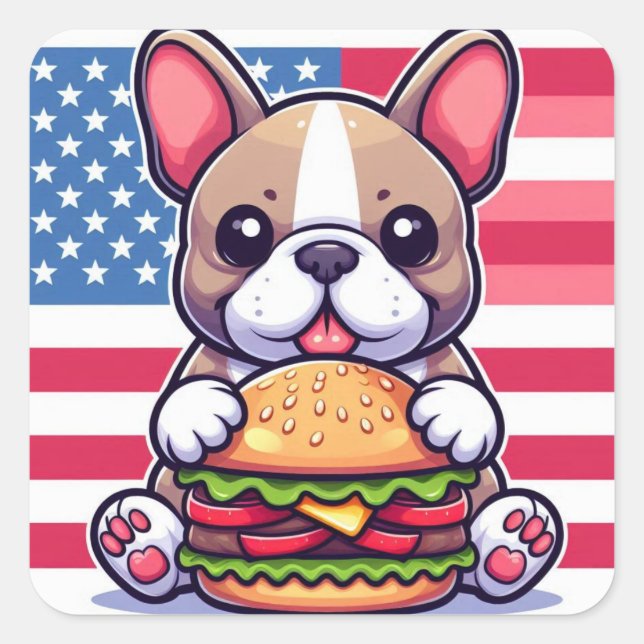 Adesivo Quadrado Vinheta Buldogue Francesa (Frente)