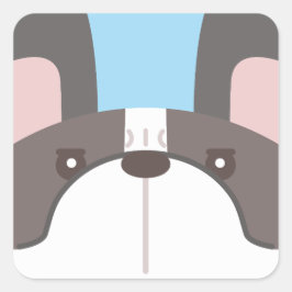 Adesivo Quadrado Vinheta Buldogue Francesa