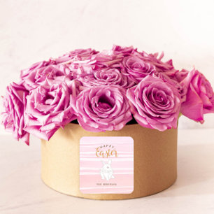 Adesivo Quadrado Vinheta Bunny Felz pascoa de Aquarela