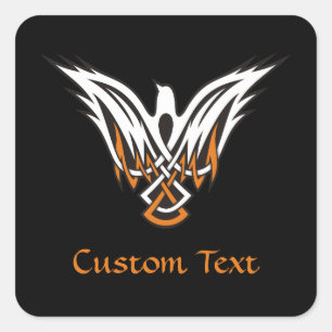 Adesivo Quadrado Vinheta Celta Pássaro Praça