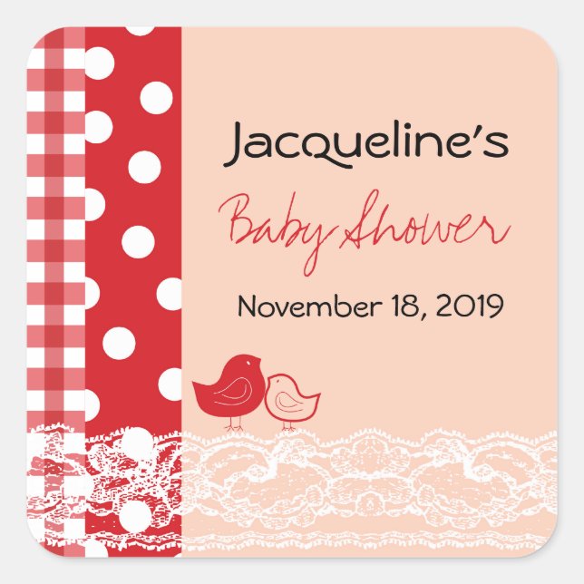 Adesivo Quadrado Vinheta-Chá de fraldas--de-chic-country Lace Girl (Frente)