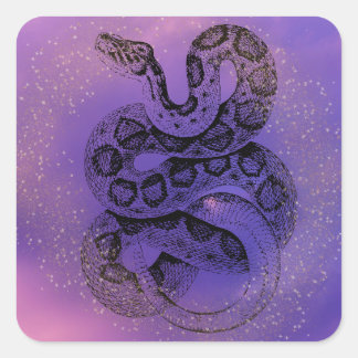 Adesivo Quadrado Vinheta cobra de Aquarela