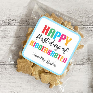 Adesivo Quadrado Vinheta Colorida da Escola do Jardim de Infância (