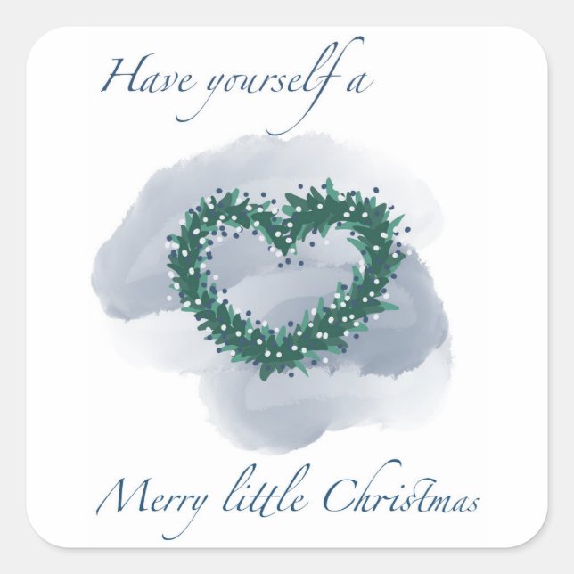 Adesivo Quadrado Vinheta com ilustração de Natal (Frente)