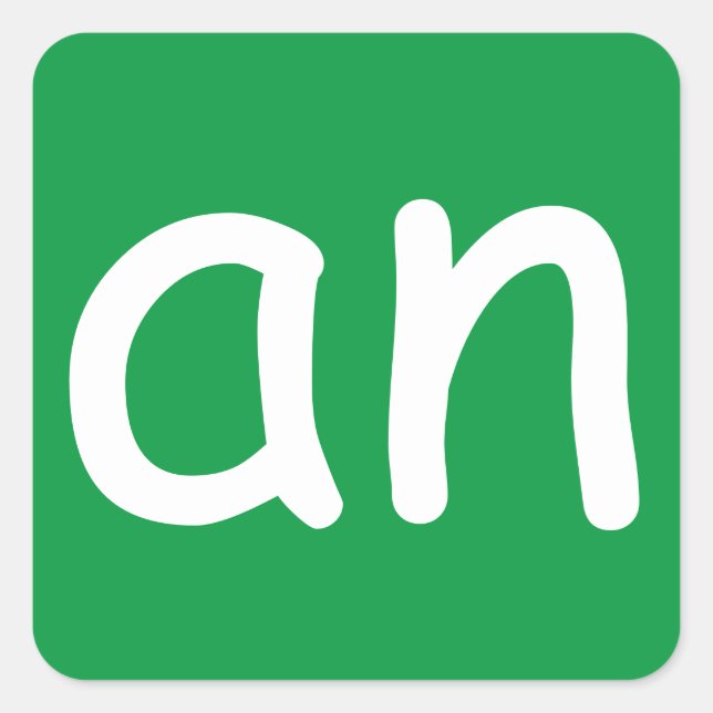 Adesivo Quadrado Vinheta CVC Palavras ‘-an ’ (Frente)