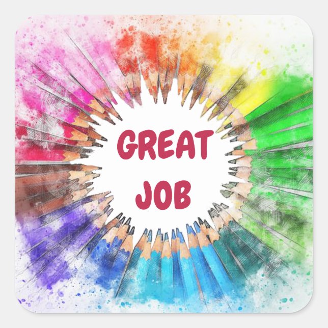 Adesivo Quadrado Vinheta da Escola de Trabalho do excelente (Frente)