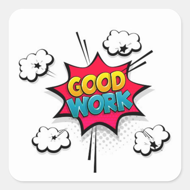 Adesivo Quadrado Vinheta da Escola de Trabalho do excelente (Frente)