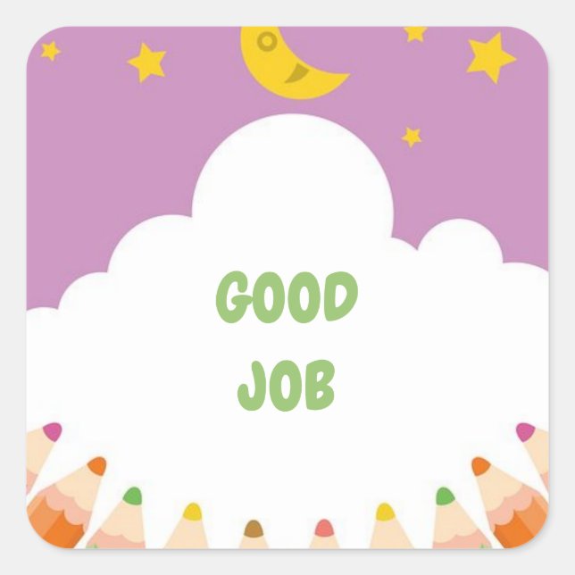 Adesivo Quadrado Vinheta da Escola de Trabalho do excelente (Frente)