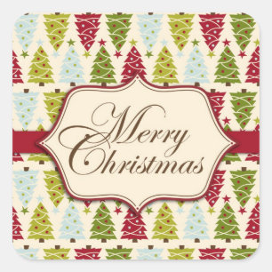 Adesivo Quadrado Vinheta da Floresta de Natal 2