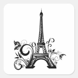 Adesivo Quadrado Vinheta da torre Eiffel