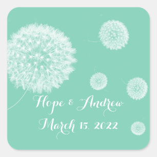 Adesivo Quadrado Vinheta Dandelion Noiva e Groom