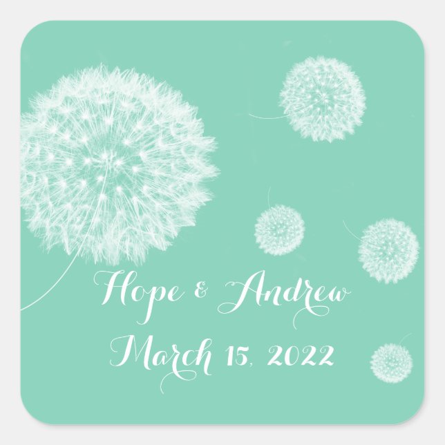 Adesivo Quadrado Vinheta Dandelion Noiva e Groom (Frente)