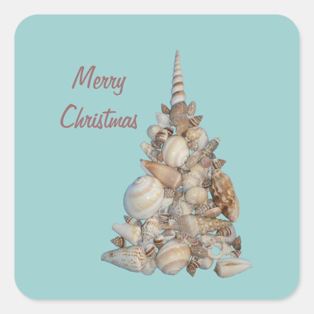 Adesivo Quadrado Vinheta das Conchas de Natal (Frente)