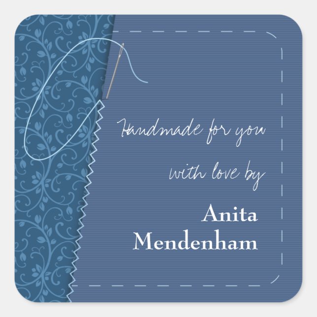 Adesivo Quadrado Vinheta de Agulha de costura manual (Frente)