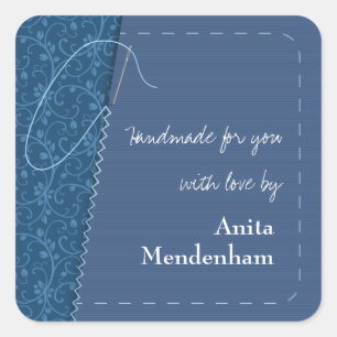 Adesivo Quadrado Vinheta de Agulha de costura manual