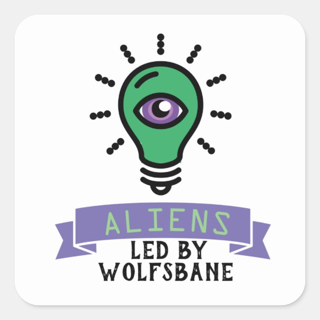Adesivo Quadrado Vinheta de Alienígena da Equipe Scrimo (Frente)