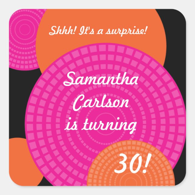 Adesivo Quadrado Vinheta de aniversário de círculos sobrepostos (Frente)