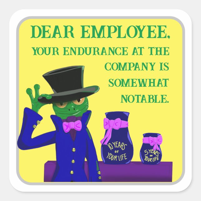 Adesivo Quadrado Vinheta de Aniversário de Trabalho Adequado do sap (Frente)