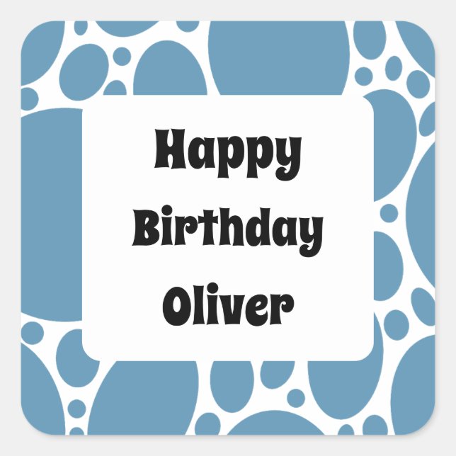 Adesivo Quadrado Vinheta de aniversário feliz (Frente)