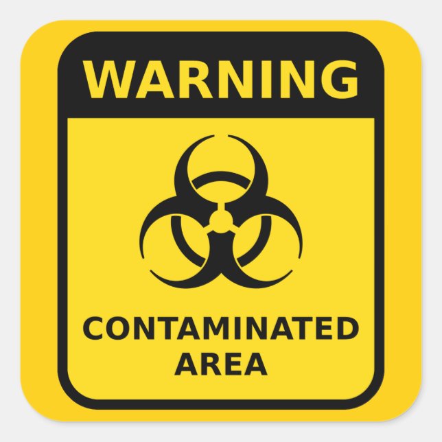 Adesivo Quadrado Vinheta de aviso de perigo biológico (Frente)