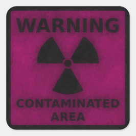 Adesivo Quadrado Vinheta de Aviso de Radiação Rosa