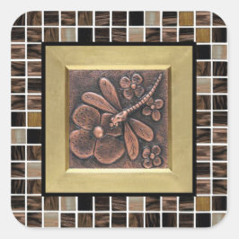 Adesivo Quadrado Vinheta de Azulejos de vidro de cobre