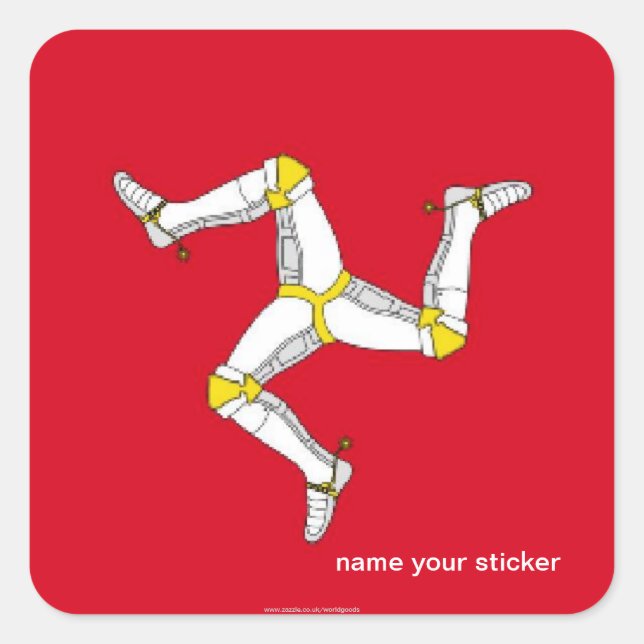 Adesivo Quadrado Vinheta de bandeira da Ilha de Man Manx (Frente)