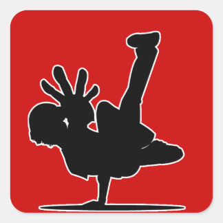 Adesivo Quadrado Vinheta de BBOY vermelha
