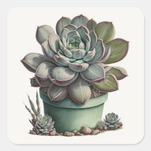 Adesivo Quadrado Vinheta de Cactus Desert