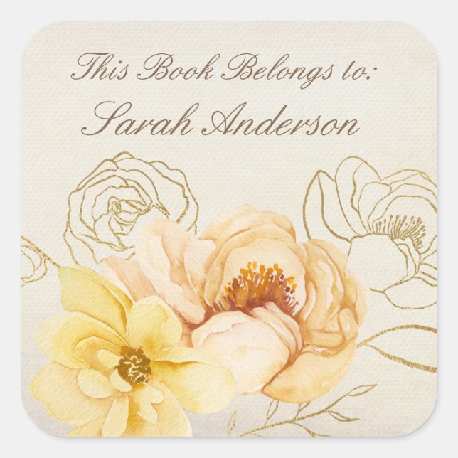 Adesivo Quadrado Vinheta de Caderno de Caixas Aquáticas Este Livro  (Frente)