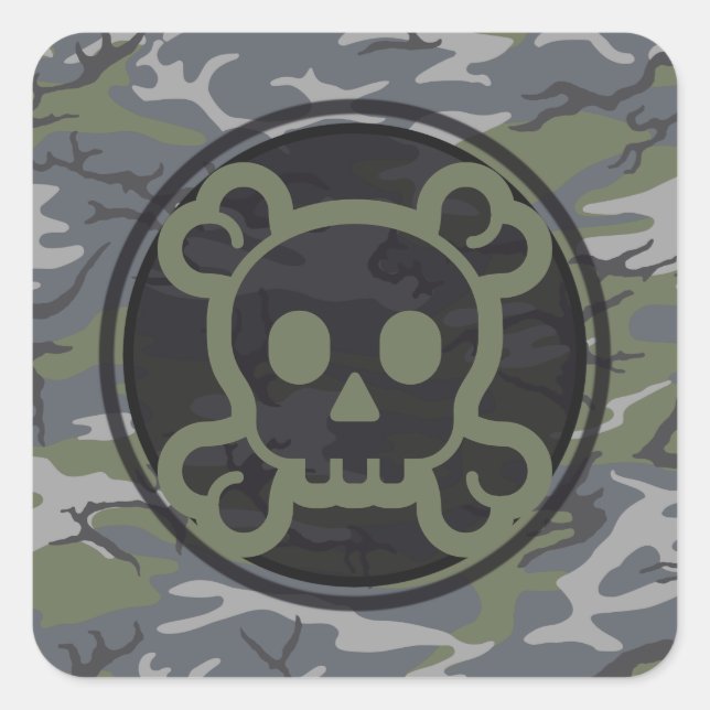 Adesivo Quadrado Vinheta de Camo com Símbolos Personalizados (Frente)