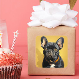 Adesivo Quadrado Vinheta de cão bonito