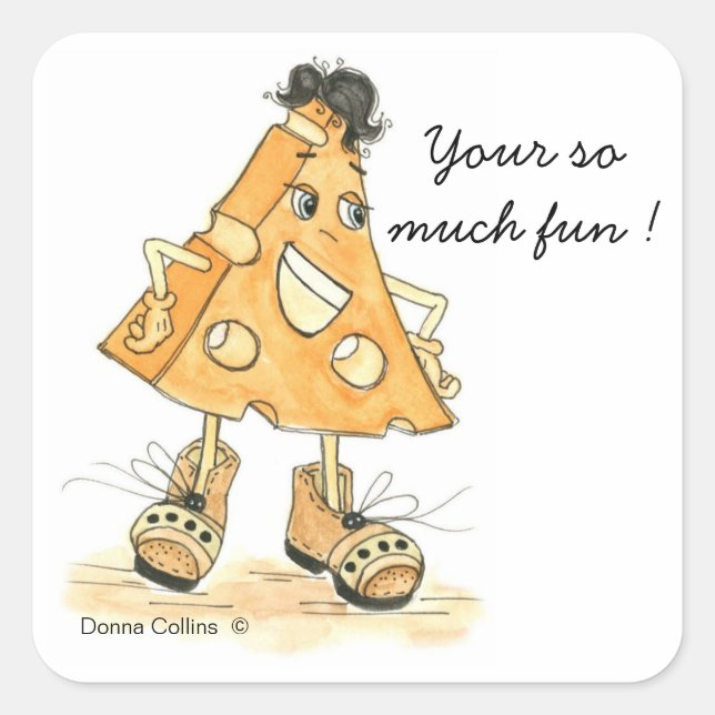 Adesivo Quadrado Vinheta de Cara de queijo (Frente)