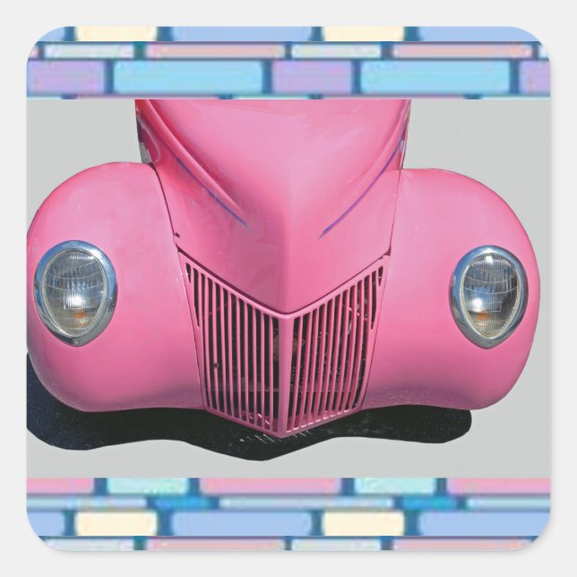 Adesivo Quadrado Vinheta de Carro Rosa (Frente)