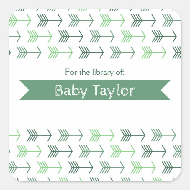 Adesivo Quadrado Vinheta de Cartão de Biblioteca (Frente)