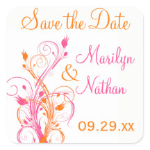 Vinheta de Casamento de 1,5", cor-de-rosa laranja,