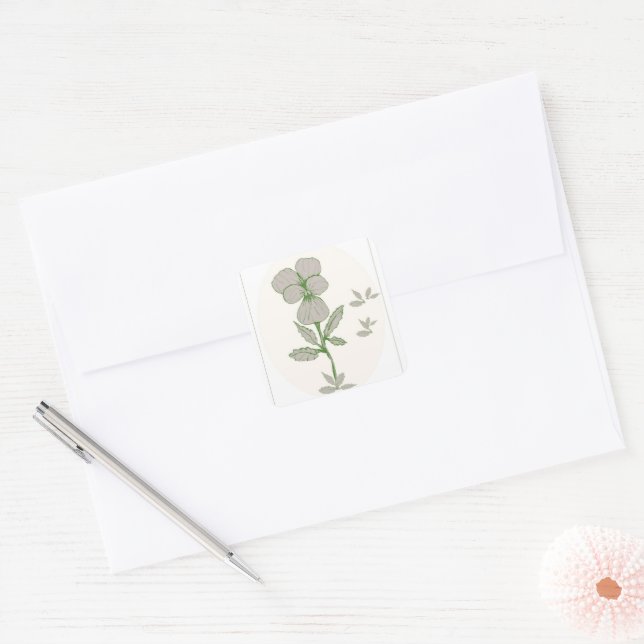 Adesivo Quadrado Vinheta de Casamento de Flor Elegante (Envelope)