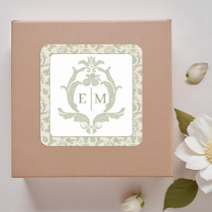 Adesivo Quadrado Vinheta de Casamento Perfeito de Pear Monograma Ve