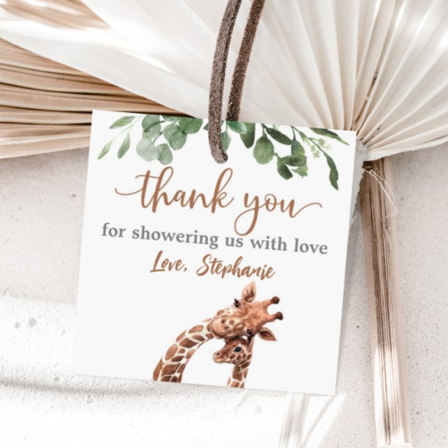 Adesivo Quadrado Vinheta de chá de fraldas Giraffe (Criador carregado)