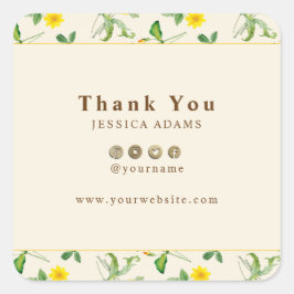 Adesivo Quadrado Vinheta de Ciclagem Amarela Rústica