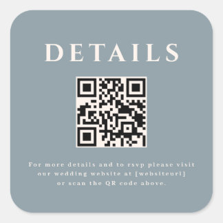 Adesivo Quadrado Vinheta de código QR de casamento