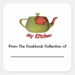 Adesivo Quadrado Vinheta de Coleção de Livros de Cozinha