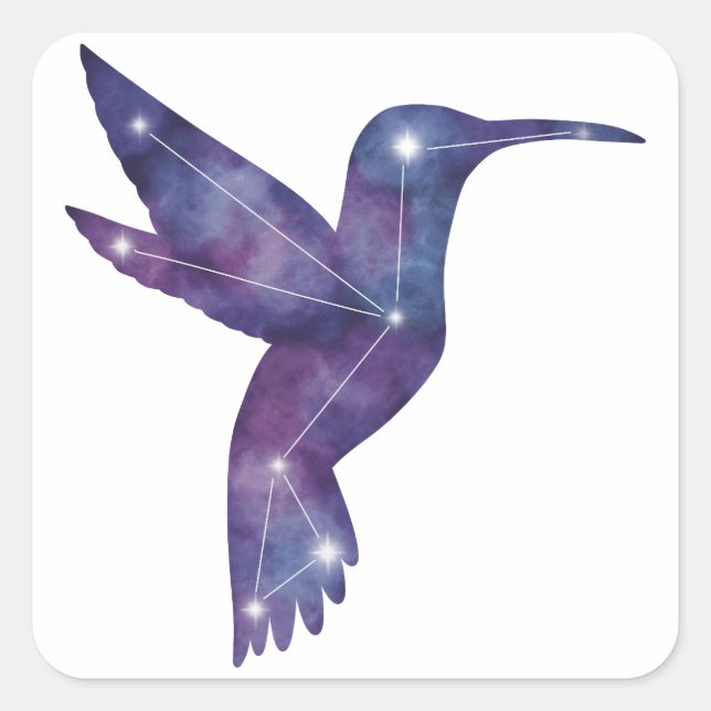 Adesivo Quadrado Vinheta de constelação de Hummingbird (Frente)