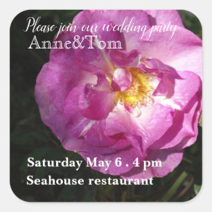 Adesivo Quadrado Vinheta de Convite de festa de casamento