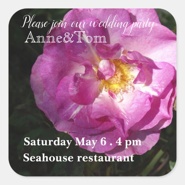 Adesivo Quadrado Vinheta de Convite de festa de casamento (Frente)